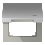 JUNG AL2990KLSOC Klappdeckel (mit Rückstellfeder), mit Symbol Stecker, Serie LS, Aluminium, senkrechte und waagerechte Montage 