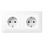 JUNG AS1522BFWW Kabelkanal-SCHUKO®-Steckdose, 2fach, 16 A 250 V ~, ohne Krallen, Thermoplast, Serie AS, alpinweiß 