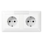 JUNG AS1522NAWW Kabelkanal-SCHUKO®-Steckdose, 2fach, 16 A 250 V ~, mit Schriftfeld, Duroplast, Serie AS, alpinweiß 