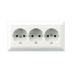 JUNG AS523BFWW Kabelkanal-SCHUKO®-Steckdose, 3fach, 16 A 250 V ~, ohne Krallen, Thermoplast, Serie AS, alpinweiß 