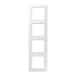 JUNG AS584BFWW Rahmen 4fach, AS 500, IP 44, Thermoplast, alpinweiß, senkrechte und waagerechte Montage 