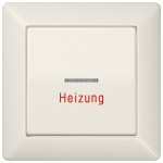 JUNG AS590H Wippe 1fach, Aufschrift Heizung, mit Lichtleiter, mit integriertem Rahmen, Duroplast, Serie AS, weiß 