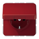 JUNG CD1520BFKIKLRT SCHUKO®-Steckdose, 16 A 250 V ~, SAFETY+, Klappdeckel, Thermoplast, Serie CD, rot 