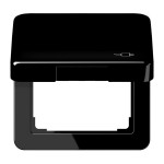 JUNG CD590KLSOCSW Klappdeckel, mit Symbol Stecker, Thermoplast, Serie CD, schwarz, senkrechte und waagerechte Montage 