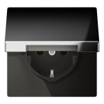 JUNG GCR1520KIKL SCHUKO®-Steckdose, 16 A 250 V ~, SAFETY+, Klappdeckel, Serie LS, glanzchrom 