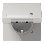JUNG LS1520NAKLKOLG SCHUKO®-Steckdose, 16 A 250 V ~, mit Funktionsanzeige, mit Schriftfeld, SAFETY+, Klappdeckel, Thermoplast, Serie LS, lichtgrau 