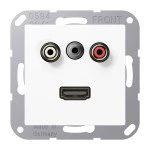 JUNG MAA1082WW Cinch Audio / Miniklinke 3,5 mm / HDMI, Thermoplast, Serie AS/A, alpinweiß 