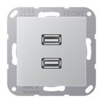 JUNG MAA1153AL 2 x USB 2.0, Thermoplast lackiert, Serie A, aluminium 