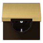 JUNG ME1521KLC SCHUKO®-Steckdose, 16 A 250 V ~, Schraubklemmen, Klappdeckel, Serie LS, Messing classic 