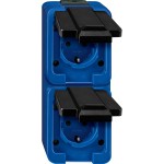 Merten SCHUKO-Doppel-Steckdose, senkrecht, blau, Schlafgest 