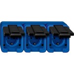 Merten SCHUKO-Dreifach-Steckdose, blau, Schlagfest 