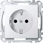 Merten SCHUKO-Steckdose, erhöhter Berührungsschutz, Steckklemmen, polarweiß, System M 