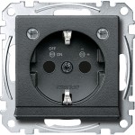 Merten SCHUKO-Steckdose mit Lichtauslass und LED-Beleuchtungs-Modul, Berührungsschutz, Steckklemmen, anthrazit, System M 
