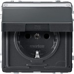 Merten SCHUKO-Steckdose mit Klappdeckel und Schriftfeld, Berührungsschutz, Steckklemmen, anthrazit, AQUADESIGN 