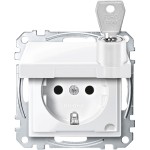 Merten SCHUKO-Steckdose, Klappdeckel, abschließbar, verschiedene Schließungen, BRS, Steckklemmen, polarweiß glänzend,System M 