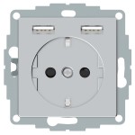 Merten Schuko Steckdose mit USB Ladegerät Aluminium System M 