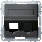 Merten Schrägauslass 2fach mit Tragring und Schriftfeld für Modular Jack, anthrazit, System M 