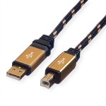 ROLINE 11.02.8805 GOLD USB 2.0 Kabel, Typ A-B, 4,5 m 