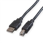 ROLINE 11.02.8808 USB 2.0 Kabel, Typ A-B, schwarz, 0,8 m 