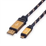 ROLINE 11.02.8826 GOLD USB 2.0 Kabel, Typ A ST - Micro B ST, 1,8 m 