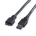 ROLINE 11.02.8877 USB 3.2 Gen 1 Kabel, A ST - Micro B ST, schwarz, 3 m 