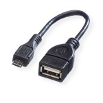 VALUE 11.99.8311 USB 2.0 Kabel, USB 2.0 Typ Micro B - Typ A BU, OTG, 0,15 m 