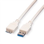 VALUE 11.99.8873 USB 3.2 Gen 1 Kabel, A ST - Micro B ST, weiß, 0,8 m 