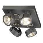 SLV 1000135 KALU, Wand- und Deckenleuchte, vierflammig, LED, 3000 K, viereckig, schwarz, 60° 