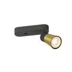 SLV 1008301 PURI 2.0 Cone, Wand- und Deckenaufbauleuchte, Schalter, rechteckig, 1x max. 6 W GU10, schwarz / gold 