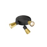 SLV 1008337 PURI 2.0 Cone, Wand- und Deckenaufbauleuchte, rund, 3 x max. 6 W GU10, schwarz / gold 