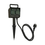 SLV 227001 4-FACH GARTENSTECKDOSEN, Außensteckdose, IP44, mit 1,4 m Anschlussleitung und Schutzkontaktstecker 