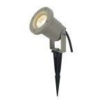 SLV 227418 NAUTILUS 10, Outdoor Spiessleuchte, QPAR51, IP65, silbergrau, max. 35 W, inkl. 1,5 m Kabel mit Stecker 