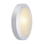 SLV 229072 BULAN, Outdoor Wand- und Deckenleuchte, C35, IP44, rund, silbergrau, Glas satiniert, max. 60 W 