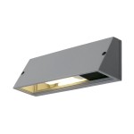 SLV 230034 PEMA®, Outdoor Wandleuchte, TC-(D,H,T,Q)SE, IP65, rechteckig, silbergrau, max. 15 W 