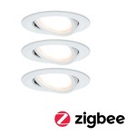 Paulmann 5140 Smart Home Zigbee Bundle Smart Home Zigbee 3.0 Einbauleuchte Nova Coin + Zigbee Cephei schwenkbar rund 84mm 50° Coin 3x6W 3x470lm 230V 2700K Weiß matt 