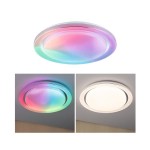 Paulmann 705.47 LED Deckenleuchte Rainbow mit Regenbogeneffekt RGBW+ 2800lm 230V 38,5W dimmbar Chrom#Weiß 