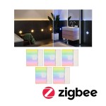 Paulmann 784.13 LumiTiles LED Fliesen Smart Home Zigbee 3.0 Square 5er-Set IP44 100x10mm 5x12lm 230/12V 5x0,8W dimmbar RGBW+ Weiß Kunststoff#Aluminium 