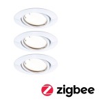 Paulmann 924.63 LED Einbauleuchte Smart Home Zigbee 3.0 Base Coin Basisset schwenkbar rund 90mm 20° 3x4,9W 3x430lm 230V dimmbar 3000K Weiß 