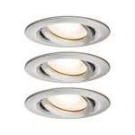 Paulmann 929.00 LED Einbauleuchte Nova Plus Basisset schwenkbar IP65 rund 93mm 30° GU10 3x7W 3x460lm 230V dimmbar 2700K Eisen gebürstet 