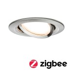 Paulmann 929.58 LED Einbauleuchte Smart Home Zigbee Nova Plus Coin schwenkbarar rund 84mm 50° Coin 6W 470lm 230V dimmbar 2700K Eisen gebürstet 