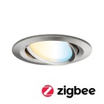 Paulmann 929.61 LED Einbauleuchte Smart Home Zigbee 3.0 Nova Plus Coin schwenkbar rund 84mm 50° Coin 6W 470lm 230V dimmbar Tunable White Eisen gebürstet 