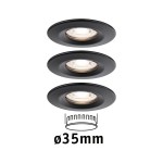 Paulmann 930.84 LED Einbauleuchte Nova Mini Coin Basisset starr rund 66mm Coin 3x4W 3x310lm 230V 2700K Schwarz matt 