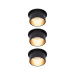 Paulmann 933.79 LED Einbauleuchte 3-Step-Dim Gil Coin Basisset IP44 rund 68mm Coin 3x6W 3x470lm 230V dimmbar 2700K Schwarz matt#Gold 