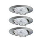Paulmann 934.24 LED Einbauleuchte 3-Step-Dim Base Basisset schwenkbar rund 90mm 20° GU10 3x5W 3x350lm 230V dimmbar 3000K Eisen gebürstet 