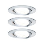 Paulmann 934.33 LED Einbauleuchte Nova Basisset schwenkbar rund 84mm 50° GU10 3x6,5W 3x460lm 230V 2700K Alu gedreht 