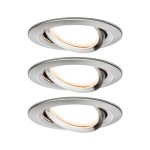 Paulmann 934.47 LED Einbauleuchte Nova Coin Basisset schwenkbar rund 84mm 50° Coin 3x6W 3x470lm 230V 2700K Eisen gebürstet 