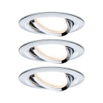 Paulmann 934.52 LED Einbauleuchte Nova Coin Basisset schwenkbar rund 84mm 50° Coin 3x6W 3x470lm 230V 2700K Chrom 