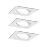 Paulmann 934.54 LED Einbauleuchte Nova Coin Basisset schwenkbar eckig 84x84mm 50° Coin 3x6W 3x470lm 230V 2700K Weiß matt 