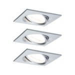 Paulmann 934.74 LED Einbauleuchte 3-Step-Dim Nova Basisset schwenkbar eckig 84x84mm 50° GU10 3x6,5W 3x460lm 230V dimmbar 2700K Alu gedreht 