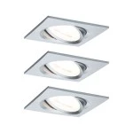 Paulmann 934.92 LED Einbauleuchte 3-Step-Dim Nova Coin Basisset schwenkbar eckig 84x84mm 50° Coin 3x6W 3x470lm 230V dimmbar 2700K Alu gedreht 